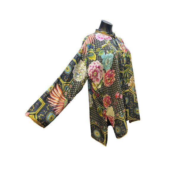 Johnny Was Silk Floral Print Tunic/Blouse - Picture 4 of 8